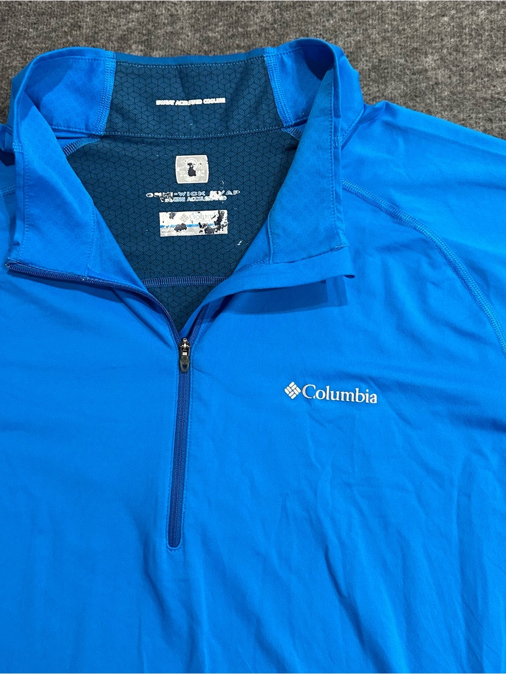 Columbia Omni-Freeze Zero Omni-Wick Men's XL Blue 1/4 Zip Performance Pullover - Picture 2 of 7